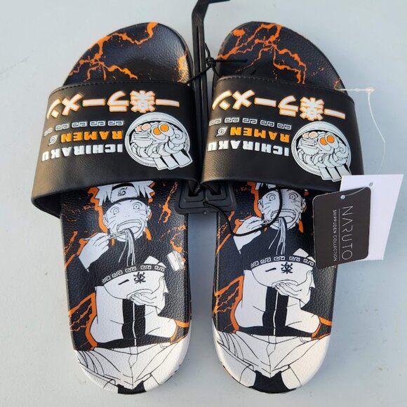 NEW Naruto Anime Ramen Men’s Size 12 Slippers Sandals Slides Shippuden Ichiraku - Picture 1 of 14